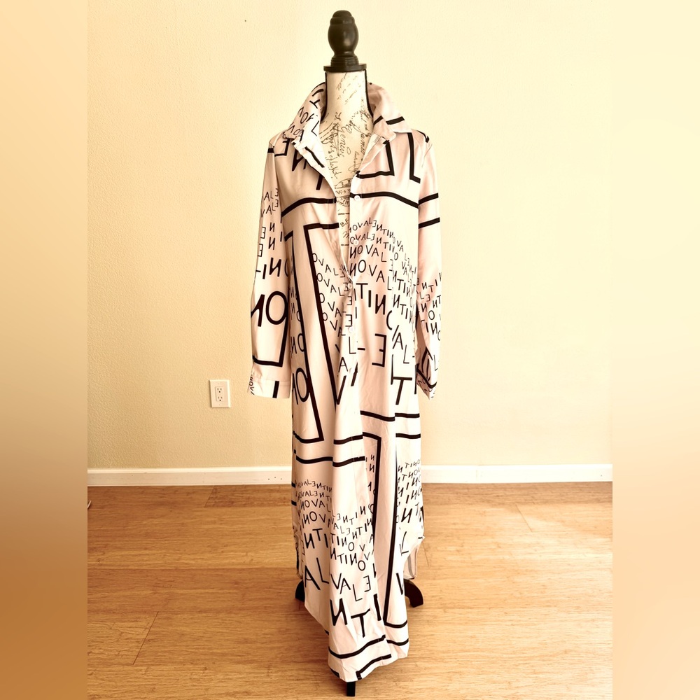 Stylish Letter Print Women's Long Sleeve Shirt Dress